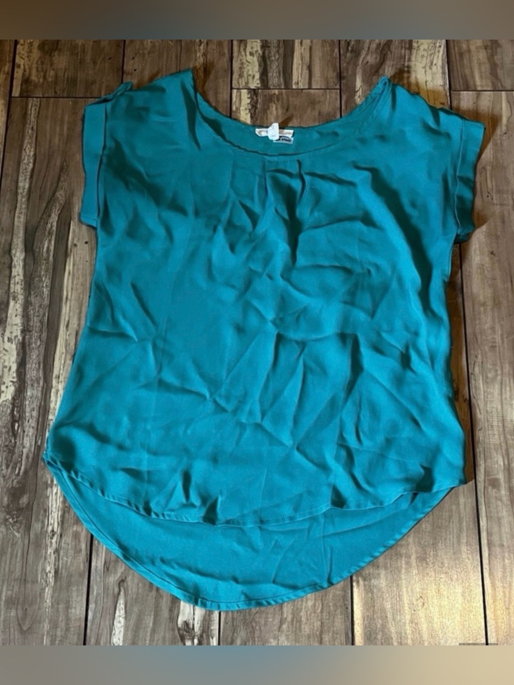 MINE teal cuffed short-sleeve top size small